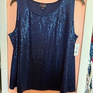 Elegant Navy Sequin Tank Top